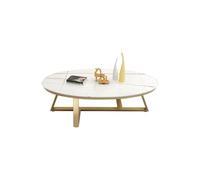 MQXDNFDC Table basse en marbre et pierre avec pieds croisés, table de cocktail ovale nordique en ardoise, table basse de salon, table basse en marbre gris, base de table dorée, 100,3 x 49,5 x 45,7 cm