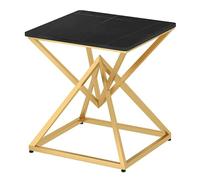 MQXDNFDC Table d'appoint carrée en marbre avec cadre doré robuste, table de chevet moderne et simple pour décoration de petits espaces (noir, 40 x 40 x 50 cm)