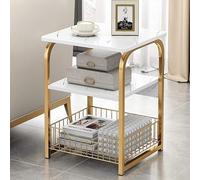 MQXDNFDC Table d'appoint de canapé, table de chevet à deux couches de rangement pour la maison, table d'angle, comptoir en marbre, canapé en métal, siège café (couleur : C) décoration (D)