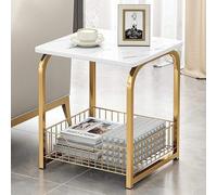 MQXDNFDC Table d'appoint de canapé, table de chevet à deux couches de rangement pour la maison, table d'angle, comptoir en marbre, canapé en métal, siège café (couleur : C) décoration (B)