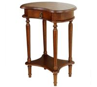 MQXDNFDC Table d'appoint en bois massif, table d'appoint à 2 niveaux avec étagère de rangement et tiroir, table de chevet étroite pour petits espaces, chambre à coucher, salon, entrée, table basse de