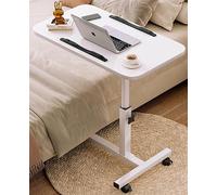 MQXDNFDC Table d'appoint en forme de C réglable en hauteur pour canapé, chambre à coucher, salon - Table de chevet multicouche avec petit espace de rangement (blanc, 60 x 40 cm)