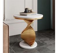 MQXDNFDC Table d'appoint en marbre blanche, table d'appoint ronde, petite table basse, table de chevet de luxe légère, bureau pour ordinateur portable, table d'angle, table de collation, pour salon,