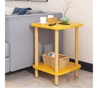 MQXDNFDC Table d'appoint haute à 2 niveaux avec support de rangement, table de chevet en bois, table d'appoint industrielle rétro, étagère de rangement, convient au salon et à la chambre à coucher,