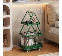 MQXDNFDC Table d'appoint moderne en métal, 3 niveaux en forme d'arbre, petite table d'appoint pour canapé, design mobile à 360°, table de collation avec étagères de rangement pour salon, chambre à