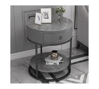 MQXDNFDC Table d'appoint rustique ronde avec tiroir et étagère de rangement, table de chevet moderne pour chambre à coucher, salon, canapé, couloir, table d'appoint facile à assembler pour salon
