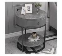 MQXDNFDC Table d'appoint, table d'appoint ronde, table d'appoint avec tiroir et étagère de rangement, table de chevet moderne pour chambre à coucher, salon, canapé, couloir, table basse à assembler