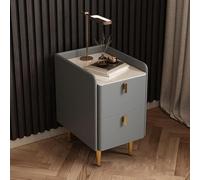 MQXDNFDC Table de chevet étroite avec 2 tiroirs, table de chevet moderne du milieu du siècle avec finition en cuir synthétique, table d'appoint de luxe pour chambre à coucher et salon (30 x 40 x 50
