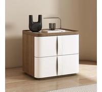 MQXDNFDC Table de chevet moderne de luxe avec finition en cuir synthétique, double tiroir de rangement pour salon, chambre à coucher, bureau, aucun assemblage nécessaire (50 x 40 x 50 cm), gris2)