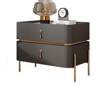 MQXDNFDC Table de chevet moderne du milieu du siècle | Table de chevet avec pieds en métal et 2 tiroirs de rangement | Table d'appoint contemporaine pour salon, lit (taille : 50 x 40 x 50 cm), couleur