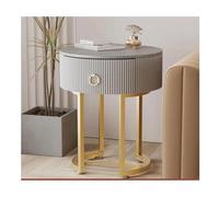 MQXDNFDC Table de chevet moderne en ardoise avec tiroir - Petite table de chevet ronde minimaliste - 45 x 52 cm - Pour canapé, salon, chambre à coucher - Décoration (doré + gris)