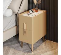 MQXDNFDC Table de nuit fine avec 2 tiroirs, table de chevet en cuir synthétique, table d'appoint moderne et minimaliste avec pieds en métal, armoire de chevet pour espaces étroits dans les chambres