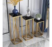 MQXDNFDC Tables d'appoint en marbre - En métal - Pour intérieur et intérieur - Taille : 80 cm - Couleur : blanc - Noir - 60 cm