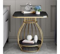 MQXDNFDC Tables d'appoint pour salon, table d'appoint carrée avec étagère de rangement ronde, table de chevet moderne, cadre en métal robuste et dessus en marbre (couleur : C) (B)