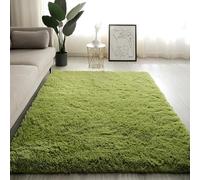 MQXDNFDC Tapis à poils longs pour salon, chambre à coucher, salon, tapis moderne, moelleux, antidérapant et lavable, tapis de couloir, cuisine, Zartes Rosa, 140 x 200 (vert vert, 120 x 200 cm)