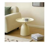 MQXDNFDC Wit Petite table d'appoint ronde compacte - Table basse d'angle ronde en métal pour petits espaces (geel, 40 x 42 cm)