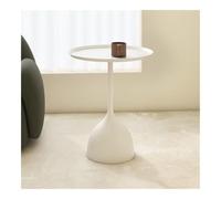MQXDNFDC Wit Petite table d'appoint ronde compacte - Table basse d'angle ronde en métal - Table basse d'appoint pour petits espaces (40 x 60 cm)