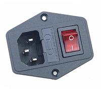 MQXFCZUX 10A Fuse!Red Yellow Green Blue Black Rocker Switch Fused C14 IEC320 Inlet Power Socket Fuse Switch Connector (Color : Red, Size : 4PIN_1PCS)