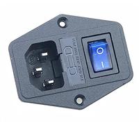 MQXFCZUX 10A Fuse!Red Yellow Green Blue Black Rocker Switch Fused C14 IEC320 Inlet Power Socket Fuse Switch Connector (Color : Blue, Size : 4PIN_1PCS)