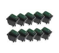 MQXFCZUX 10PCS 2D4P-GREEN 12V KCD4 Latching Switch Four Feet on Off Red Green with Lights 4PIN