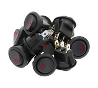 MQXFCZUX 10Pcs Red 12V 3 pins on-Off LED Rocker Switch LED Illuminated Car Dashboard Dash Toggle