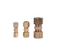 MQXFCZUX 3/16" 1/4" 5/16" 3/8" 1/2" 4 6 8 10 12 15-42mm OD Tube Compression Union Brass Pipe Fitting Connector Home Garden Oil Water Fuel(9.52mm to 12.7mm)