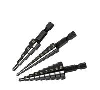 MQXFCZUX 3Pcs 3-12mm 4-12mm 4-20mm HSS Straight Groove Step Drill Bit Nitriding Bit Wood Metal Hole Cutter Core Cone Drilling Tools Set MQXFCZUX