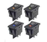 MQXFCZUX Car Auto Fog Light Rocker Toggle Switch B35 DC 12V 35A 4Pins LED Dashboard LED Color Red Green Amber Blue White (Color : Green)
