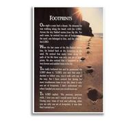MQXFCZUX Footprints in the Sand Christian Poem Canvas Print, Inspirational Jesus Wall Art for Office & Home Decor, Black Motivational Poster Framed,08x12inch(20x30cm)