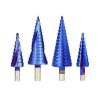 MQXFCZUX HSS 4-12/20/32mm Blue Coated Shape Hole Cutter Triangle Shank Step Drill Bit Power Tool Step Cone Drill 1Pcs(4-32mm) MQXFCZUX