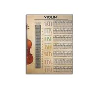 MQXFCZUX Music Theory Poster - Vintage Violin Finger Positions for Beginner and Classroom Framed,12x18inch(30x45cm)