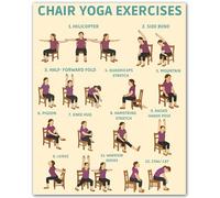 MQXFCZUX Senior Chair Yoga Guide - Gentle Seated Poses, Exercise & Wellness Chart for Home, Activity Room Unframed,16x24inch(40x60cm)
