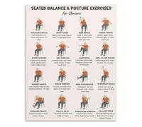 MQXFCZUX Senior posture improvement poster seated exercise Wall-Art | Simple chair based poses enhance alignment and confidence for older adults(Unframed,08x12inch(20x30cm))