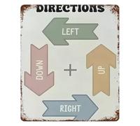 MQXFCZUX Vintage Directions Education Poster Left Right Tin Sign Retro Classroom Wall-Art Early Learning School Decor 8 x 12 in