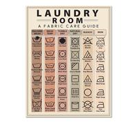 MQXFCZUX Wash and Dry Guide Laundry Symbols Chart for Clothing Care Essential Reference Wall-Art for Home Apartment Laundry Room 8 X 12 in