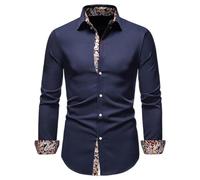 MQYXGS Chemise à manches longues pour homme - Imprimé cachemire floral - Chemises boutonnées pour bal de fin d'année, fête de mariage - Style hipster - Patchwork - Coupe ajustée - Manches longues,
