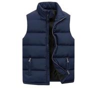 MQYXGS Gilet sans manches léger pour homme - Pour l'automne et l'hiver - Chaud - Sans manches - Poche zippée - Col montant - Épais - Sans manches - Vêtement d'extérieur, d-bleu, M