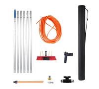 MQZHUK Brosse TéLescopique AlimentéE en Eau, Extensible à 3-12m, Brosse Telescopique Toiture 35cm avec Tuyau, Balai Telescopique pour Toit Panneaux Solaires Camion Bus (9m Noir/Rouge)