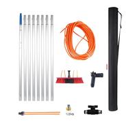 MQZHUK Perche Télescopique Nettoyage Panneaux Solaires, Extensible à 3-12m, Brosse Telescopique Toiture 35cm avec Tuyau, Balai Telescopique pour Toit Panneaux Solaires Camion Bus (8m Noir/Rouge)