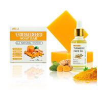 MR.A Lot de 2 savons au curcuma et huile de curcuma pour le visage et le corps Ingr dients naturels avec vitamine C pour nettoyer, apaiser et hyd