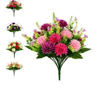 Mr. Barry’s Bouquet de cimetière artificiel de 41 cm - Fleurs commémoratives en chrysanthèmes résistantes aux UV avec tiges filaires pour tombes, funérailles et affichages de jardin (Rose, Cerise, Vin