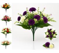 Mr. Barry's Handmade Grand bouquet de chrysanthème mélangé,Fleurs artificielles de 41 cm,Pour intérieur/extérieur,Pour commémoration, fête de mariage, décoration d'intérieur (violet, lilas et crème)