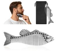 MR.BARWARE Peigne à barbe pour perche, excellent cadeau de qualité supérieure pour les pêcheurs, hommes, cadeaux de Noël pour pêcheur, papa, grand-père, père, argent