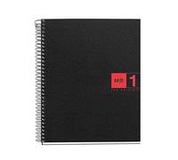 Mr basicos Bloc 1 2652-colore, format a5, épaisseur : 80 feuilles, cuadricula polypropylène, couleur : rouge