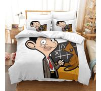 Mr. Bean Ensemble De Literie Imprim¿¿ D Housse De Couette ¿¿ Cartoon Th¿¿Me Pi¿¿Ces Avec Taies D'oreiller ¿¿ Fermeture ¿¿Clair Dissimul¿¿E Et Housse De Coue