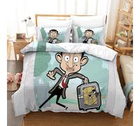 Mr. Bean Ensemble Housse De Couett Imprim¿¿ D Et Taie D'oreiller,Ultra Doux Microfibre Hypoallerg¿¿Nique £¬Pcs£¬Ensemble Housse De Couette Avec Fermeture