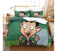 Mr. Bean Parure De Lit Motif Cartoon D,En Microfibre Douce Parure De Lit Avec Housse De Couette Et Taies D'oreiller,Fermeture ¿¿Clair,Ensemble De Liter