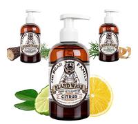 Mr Bear Family Shampoing barbe homme naturel 250ml - Citron - plus d'hydratation pour une barbe plus fournie et plus saine - 2-en-1 savon à barbe et revitalisant pour barbe - Produit barbe hommes