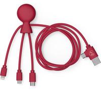 Mr Bio 1M Câble Multi Usb 4 En 1 En Forme De Pieuvre - Chargeur Universel En Plastique Recyclé - Prise Usb Universel Usb-C, Lightning,Micro Usb, Usb Pour Smartphone Universelle - Rouge
