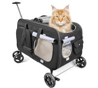 MR.BLACAT Sac de Transport pour Chat XXL Maine Coon à roulettes - Caisse de Transport pour Chats Maine Coon à roulettes- Grande Caisse de Transport à roulettes pour 2 Chiens- 68L x 42l x 40H cm- Noir